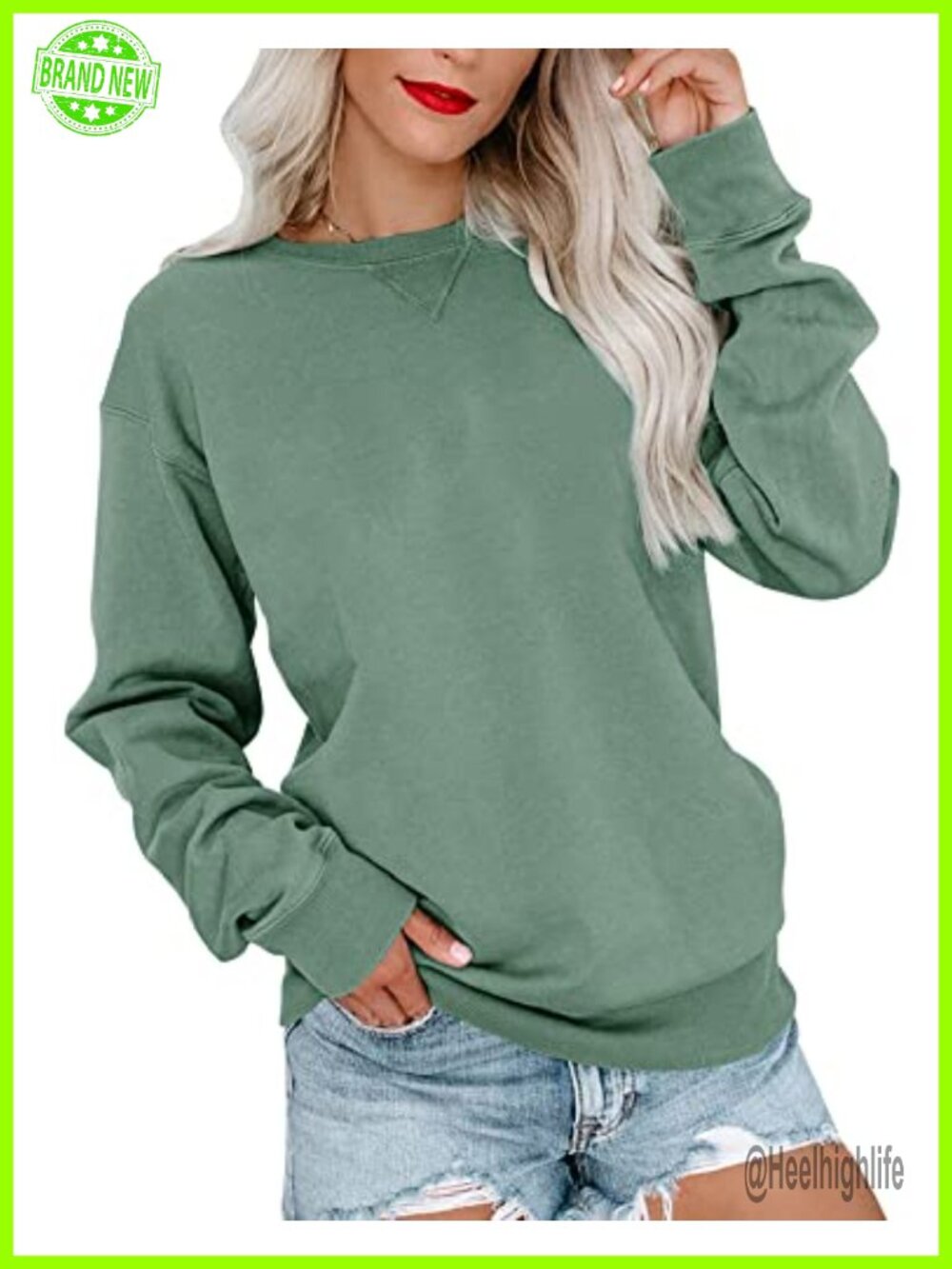 Womens Casual Long Sleeve Sweatshirt Crew Neck Pullover Relaxed Fit